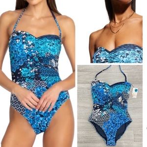 NWT Johnny Was Ruched Sweetheart One-Piece Swimsuit